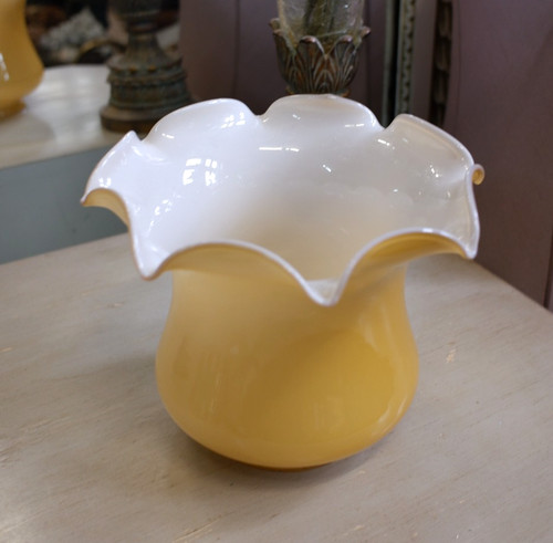 Vintage mustard glass oil lamp - vintage,