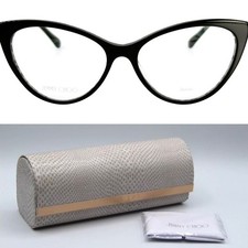 Jimmy Choo JC359 Womens Glasses Frames Cat-eye 07T3 Black Animalier with case