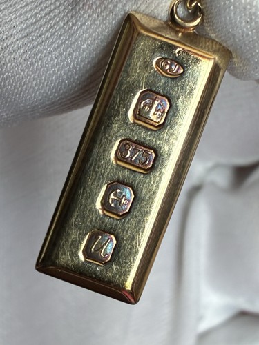 9ct gold ingot - gold, pendant
