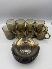 8x Smoked Glass Mugs + 8x