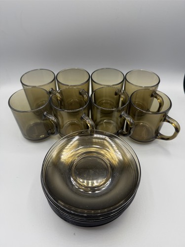 Smoked glass mugs 8x - smoked,
