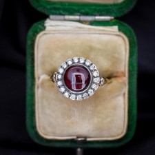 Cabochon Garnet and Diamond