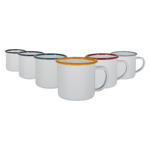 White enamel espresso cups - white,