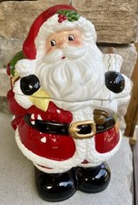 Vintage Golly Gee Santa With Sack Cookie Jar Has Bell in Top And Pkg In Bottom