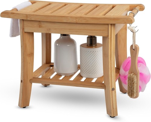 Teak shower bench - shower,