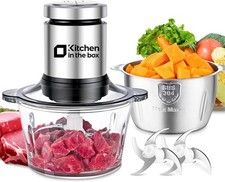 Electric Food Processor Meat Chopper Grinder Vegetable Fruit Blender 2x 2L Bowls