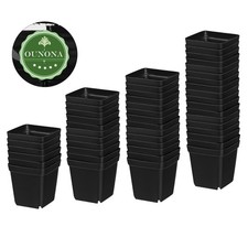  50 Pcs Plastic Flower Pots Small Square Nursery Plant Pots with Drainage Hole