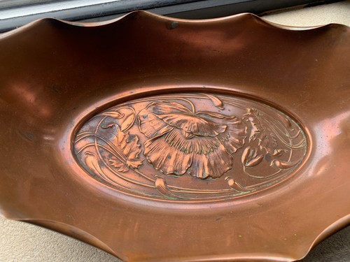 Art nouveau copper repoussee - art,