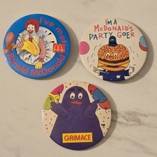 McDonald's Vintage Pin Badges Hamburgler, Ronald McDonald, Grimace 1990s