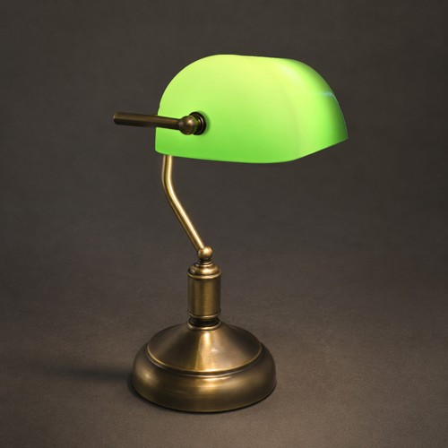 Banker lamp green - glass, shade