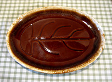 Vintage McCoy Tree of Life 13" Brown Drip Glaze Serving Platter Tray 7017