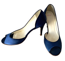 Navy Satin Peep Toe Stiletto
