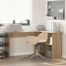 Desk with Shelf with Storage Engineered wood Modern Corner Home Office  vidaXL
