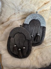 Seal Skin Full Dress Sporran Cantle, Chrome & Antique Sporran.