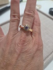 Vintage 14K Diamonds Amethyst Cocktail Ring 7.5gr