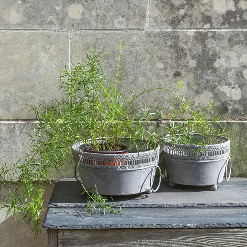 Shallow ornate zinc planter - shallow,