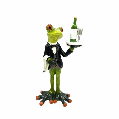 Frog waiter statue - frog, cute