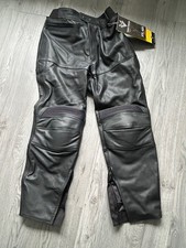 Frank Thomas Men’s Black Leather Motorcycle Trousers Size 36 Regular BRAND NEW