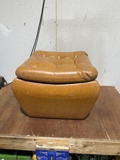 Vintage Sherborne Footstool, 1960s retro tan vinyl button detail Pouffe