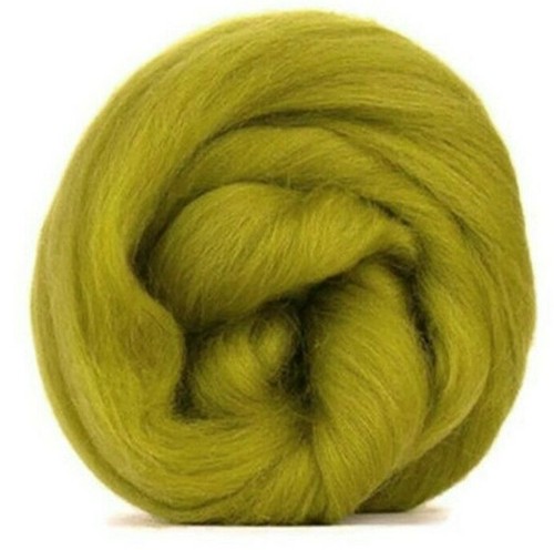 Olive green merino wool fibre - green,