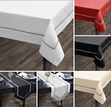 Plain Table Linen Rectangular Round Square Dining Table Cloths Runner Napkins