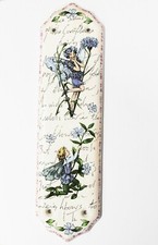 1 x White Porcelain Door Finger Plate Blue Flower Fairies Design + 1 FREE!!!