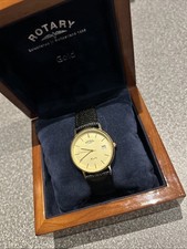 Rotary Elite 9ct Gold Luxury Swiss Made Mens Watch Boxed And Papers