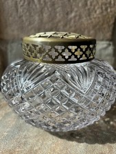 Vintage Cut Glass / Pressed Glass Rose Bowl Diamond & Fan Pattern 14.5 cm Diam.