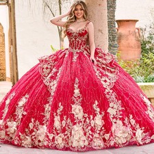 Quinceanera Dresses Princess Applique Mexico Ball Gowns Sexy Dazzling Crystal