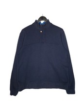Orvis 1/4 Zip Jumper Size Large Men's Navy Cotton Blend Sweater