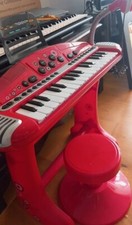 ELC Red Cute Working Musical Keyboard With detachable Microphone and stool