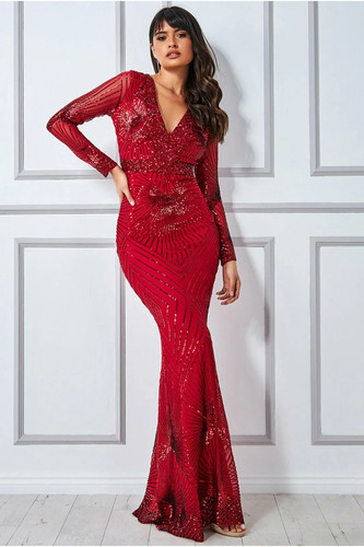 Goddiva fab red sequin evening - fab,
