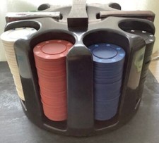 Poker Chip Set Carousel with 200 Chips & 2 Decks of Cards 1 Sealed, 1 Open