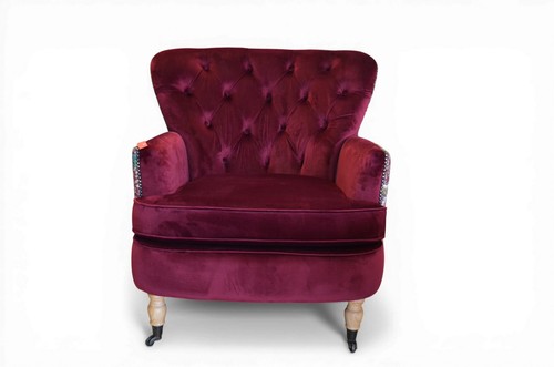 Floral chair red velvet - red,