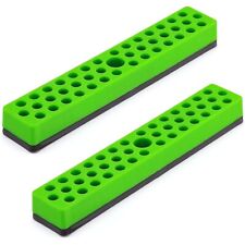 2PCS 1/4" Hex Bit Organizer with Magnetic Base Green 86 Hole Bit Organizer