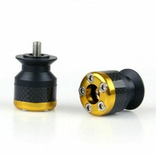 Universal Motorcycle CNC Carbon Fiber 6mm Swingarm Sliders Spools Gold UK