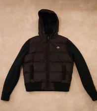 Men's SCHOTT NYC Woody Jacket Black Navy Padded Knitted Sleeves - Size M