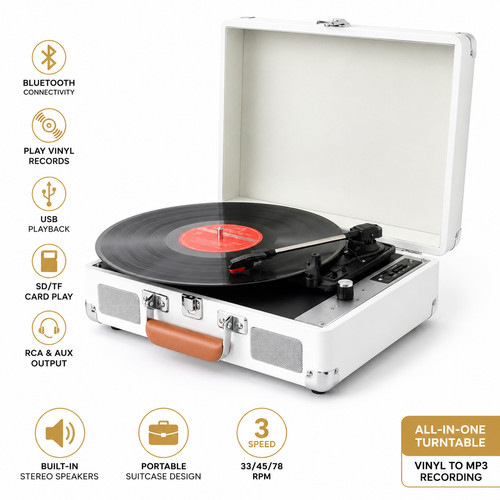 Vintage vinyl record player - vinyl,