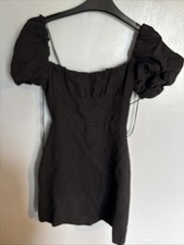 Zara Ladies Size Medium Backless Lace Up Dress Side Zip Puff Sleeves