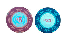 JAMES BOND 007 CASINO ROYALE OFFICIAL PROP $5 + $25 POKER CHIPS DANIEL CRAIG