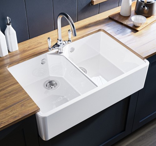Double bowl undermount - undermount, white