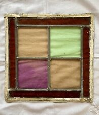 Leaded victorian style stained glass window panel. Original c. 1900.