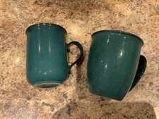 2 DENBY GREENWICH MUGS ONE STRAIGHT SIDE