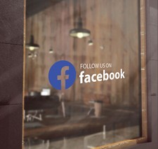 Follow Us Facebook Sign Shop Window Display Store Decal Stickers Signage S44