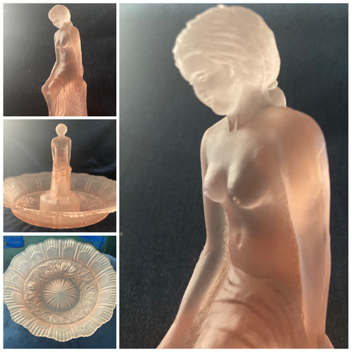 Art deco sowerby pink glass - deco,