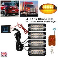 4x 12 LED Amber Recovery Strobe Flashing Grille Lightbar Lamp Truck Beacon Light