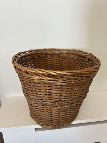 Vintage wicker waste paper bin - vintage,