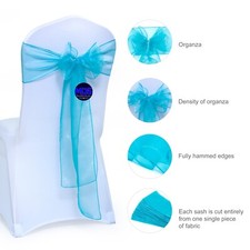 100 Teal Organza Chair Sashes Bows for Wedding Party Event Decoration, Free Ship