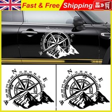 2X Adventure Vinyl Sticker Camper Van Motorhome Decal Mountain Compass wall
