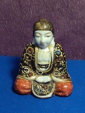 Antique  Japanese Porcelain Sitting Buddha Figurine Moriage Dai Nippon Tsukuru